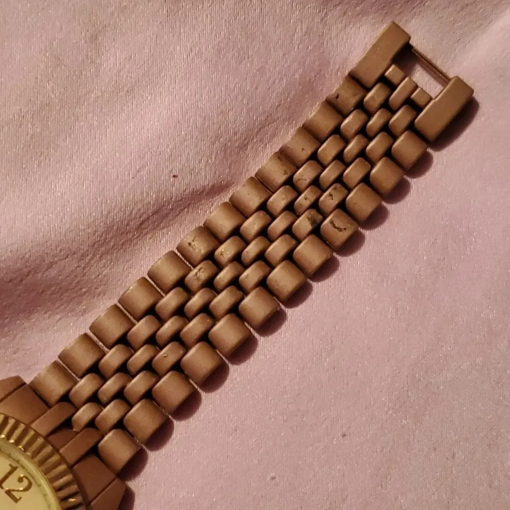 NEW Rose Gold Tone Chronograph Style Ladies Watch Gold Face Wristwatch Timepiece